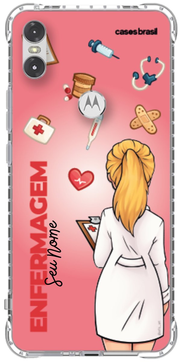 Capinha para celular Enfermagem - Boneca Profissão Com Fundo