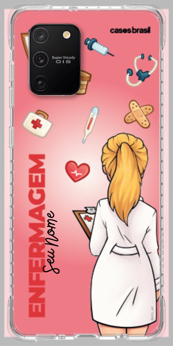 Capinha para celular Enfermagem - Boneca Profissão Com Fundo