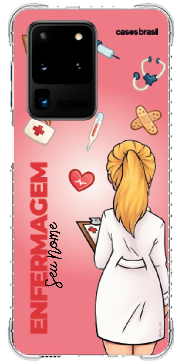 Capinha para celular Enfermagem - Boneca Profissão Com Fundo