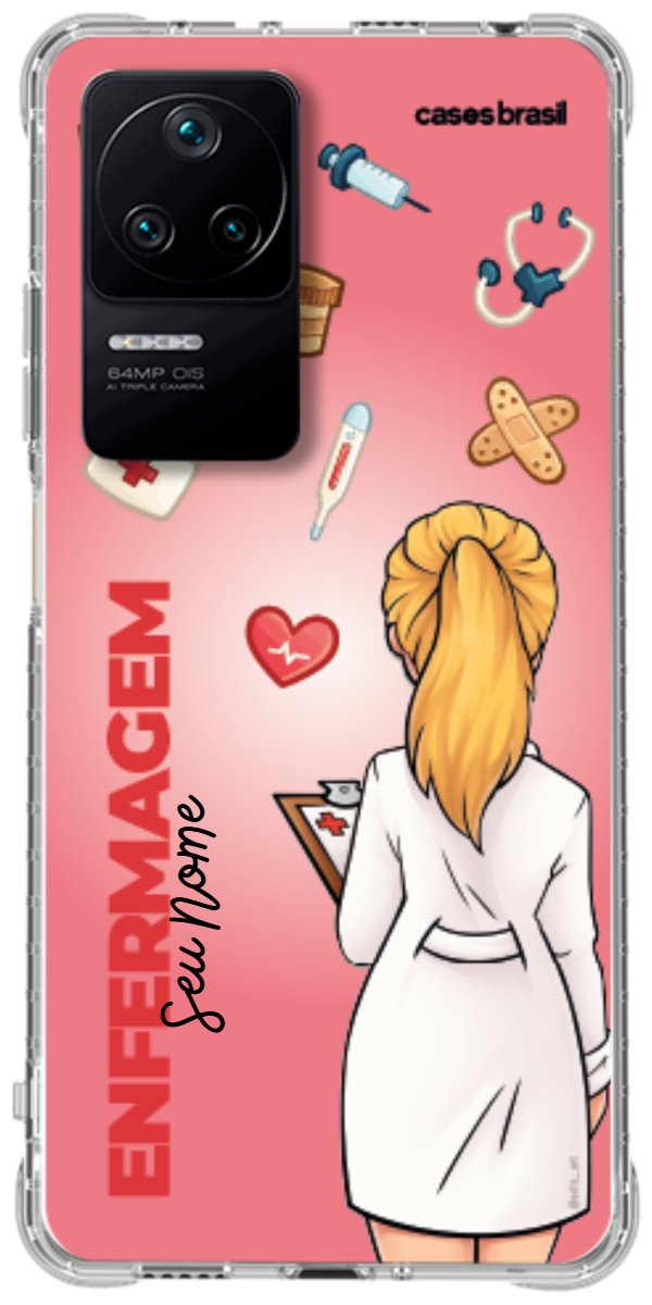 Capinha para celular Enfermagem - Boneca Profissão Com Fundo