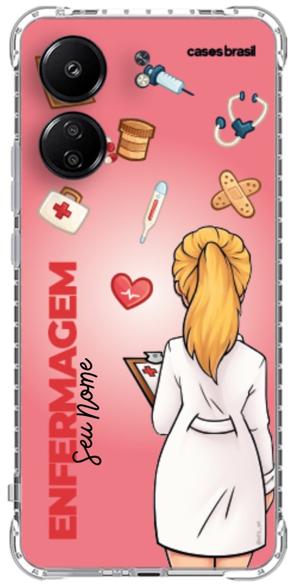 Capinha para celular Enfermagem - Boneca Profissão Com Fundo