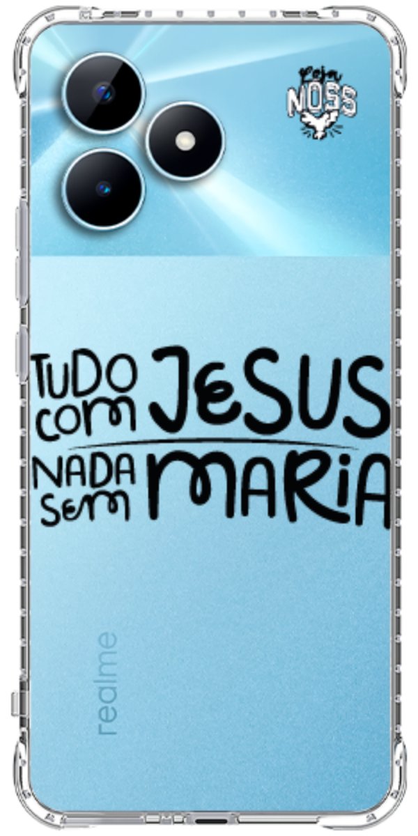 Capinha para Celular Tudo com Jesus Nada sem Maria